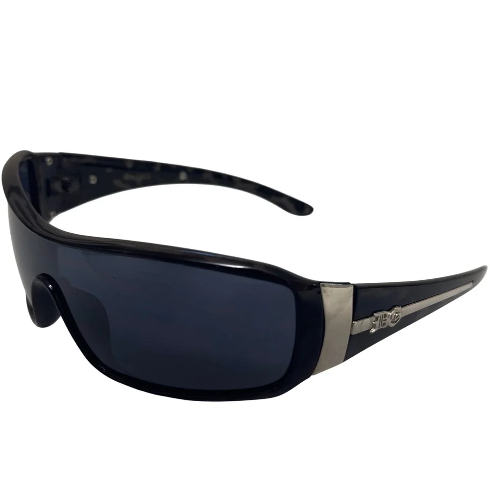 Vintage Y2K DG Black Wraparound Shield Sunglasses Gothic Logo 2000s It Girl